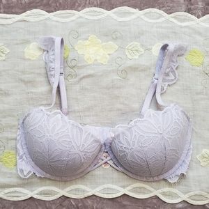 PINK 34 D lace padded lavender date push up bra